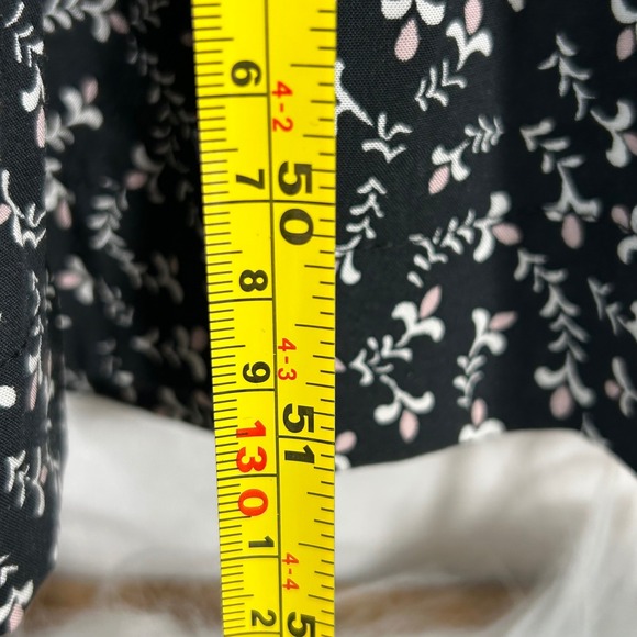 LOFT Black Floral Print Button Front Wide Leg Jumpsuit Size L‎ - Picture 8 of 12